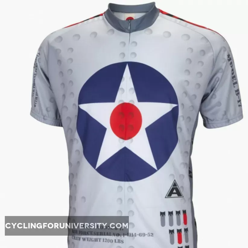 USAF B-17 Bomber Flying Fortress Short sleeve 15" zip men's cycling jersey