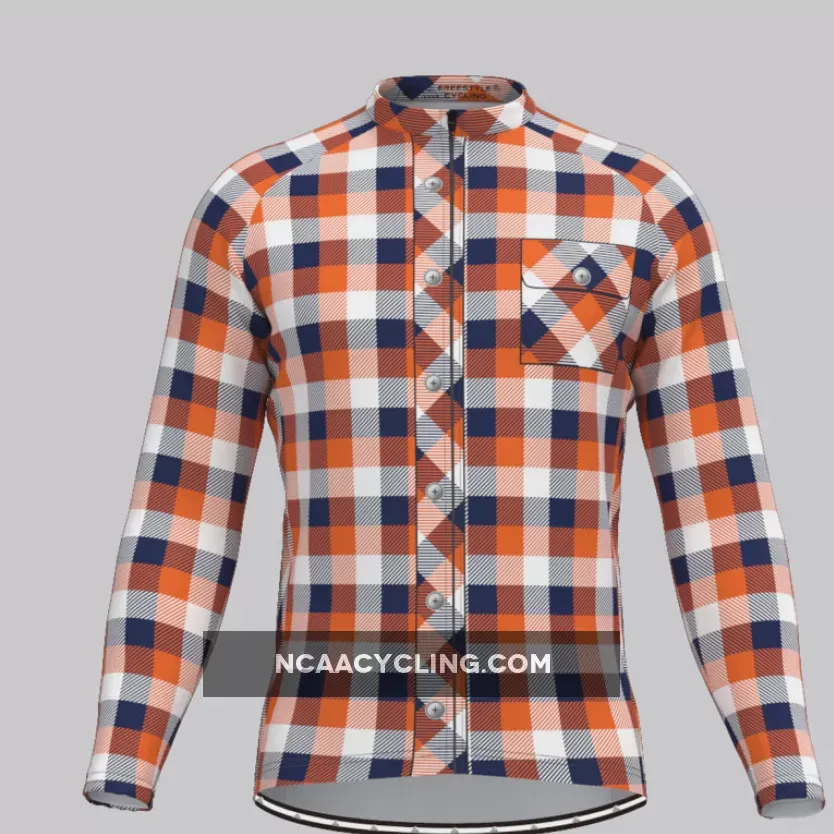 Plaid Checkered Shirt V14 Men's LS Cycling Jersey Online