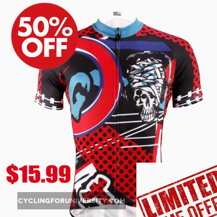 Injury Rock Skull Red Cycling Short Sleeve Jersey Biking Shirts 615