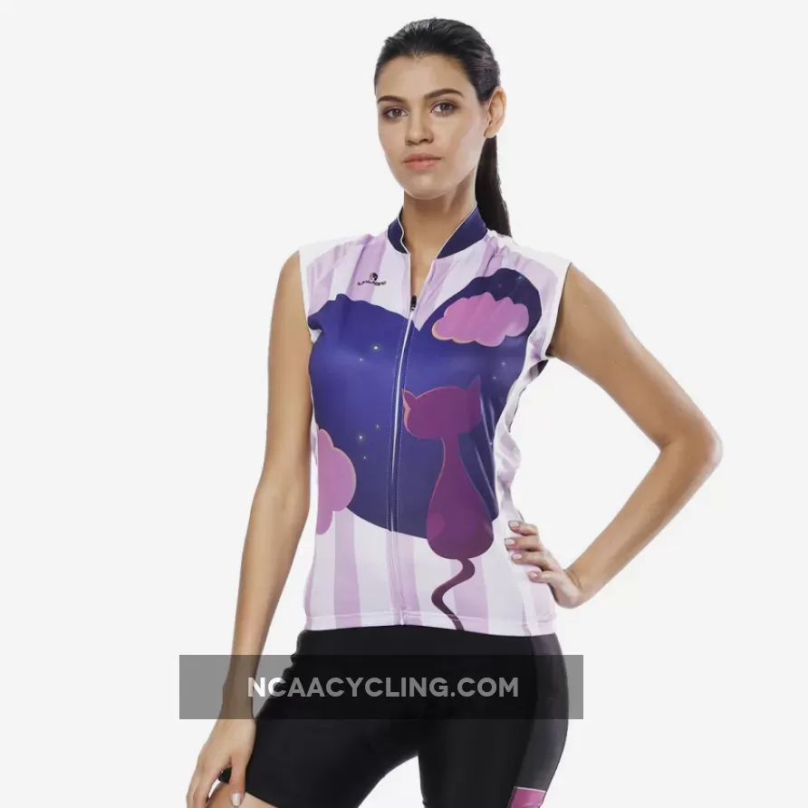 Night Cat Heart Window Purple Women's Cycling Sleeveless Bike Jersey/Kit T-shirt Summer Spring Road Bike Wear Mountain Bike MTB Clothes Sports Apparel Top / Suit/ Shorts NO.808