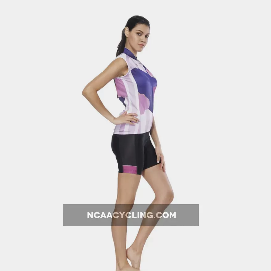 Night Cat Heart Window Purple Women's Cycling Sleeveless Bike Jersey/Kit T-shirt Summer Spring Road Bike Wear Mountain Bike MTB Clothes Sports Apparel Top / Suit/ Shorts NO.808