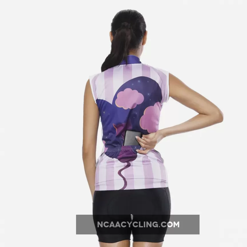 Night Cat Heart Window Purple Women's Cycling Sleeveless Bike Jersey/Kit T-shirt Summer Spring Road Bike Wear Mountain Bike MTB Clothes Sports Apparel Top / Suit/ Shorts NO.808
