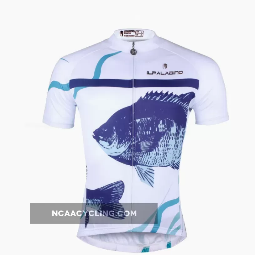 Men's Cycling Fish White Bike Shirt Summer Jersey NO.744