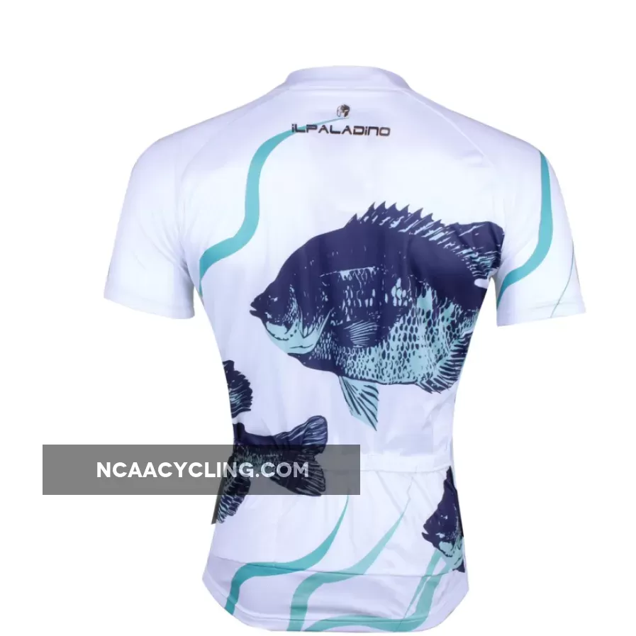 Men's Cycling Fish White Bike Shirt Summer Jersey NO.744