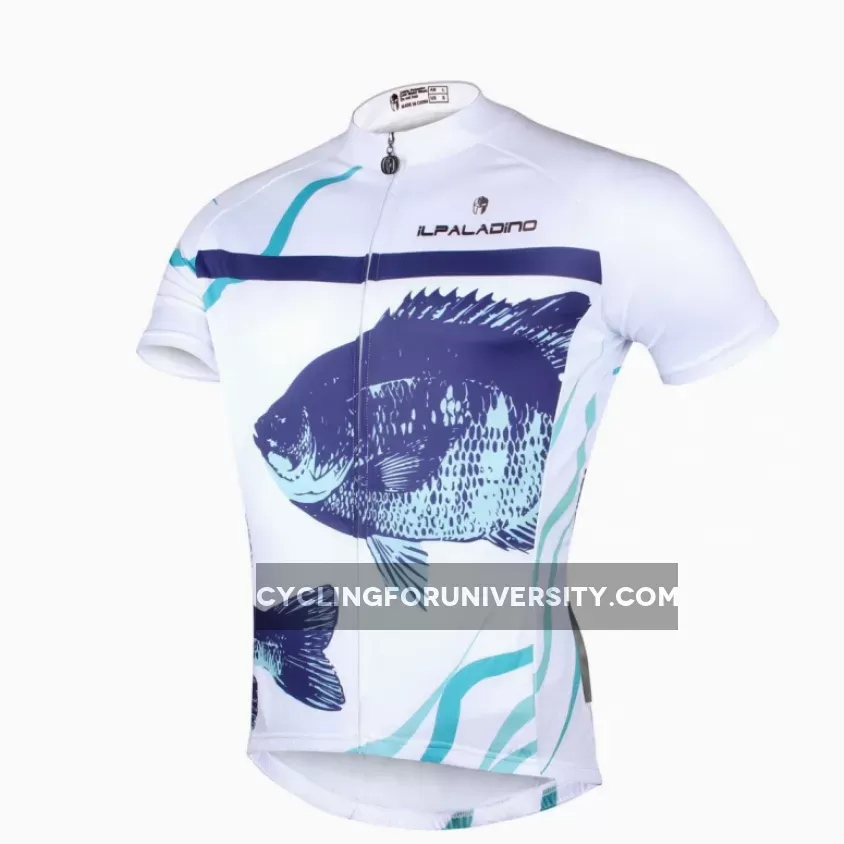 Men's Cycling Fish White Bike Shirt Summer Jersey NO.744