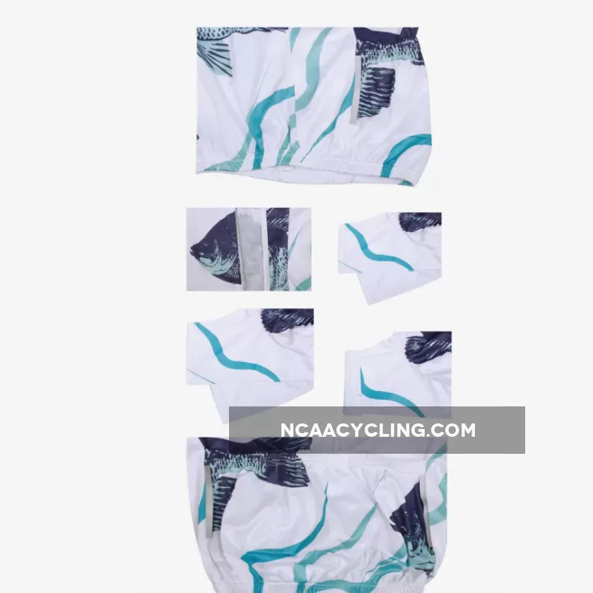 Men's Cycling Fish White Bike Shirt Summer Jersey NO.744
