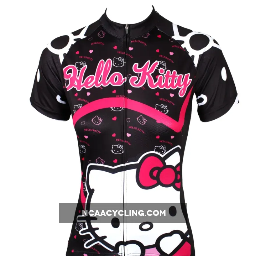 HELLO KITTY Princess Women's Top Cycling Jersey Jacket T-shirt Summer Spring Autumn Clothes Sportswear Cartoon World Black Kit NO.538