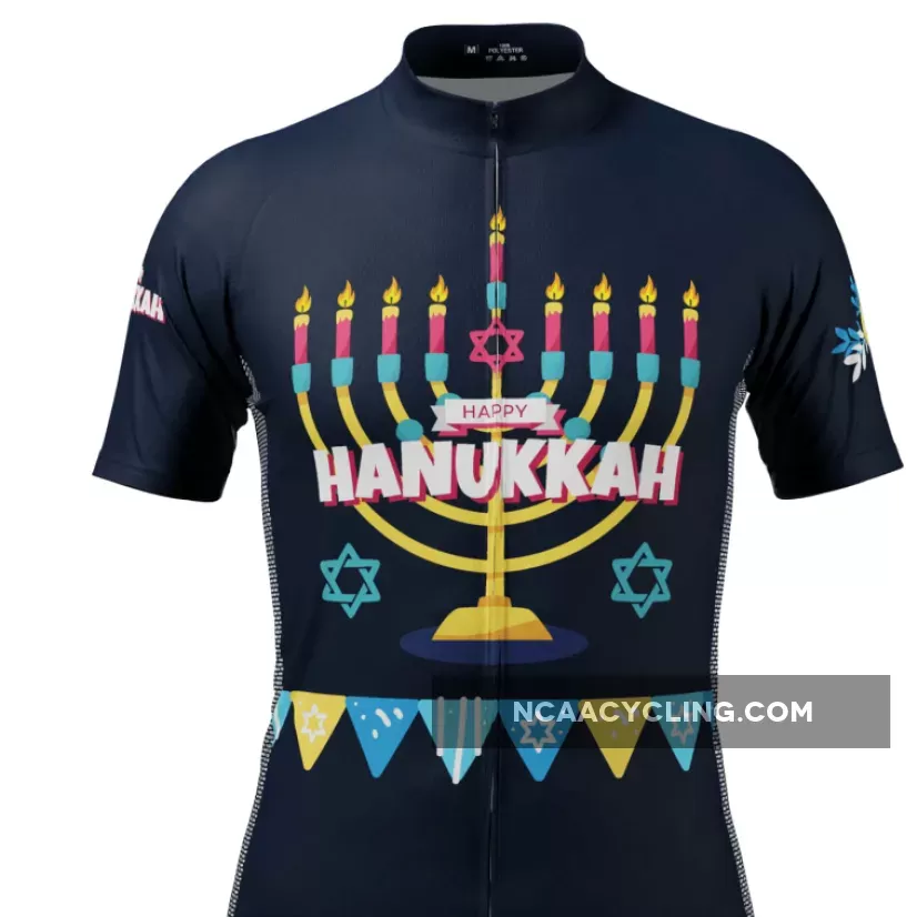 Men's Happy Hanukkah Short Sleeve Cycling Jersey Hanukkah Shorts