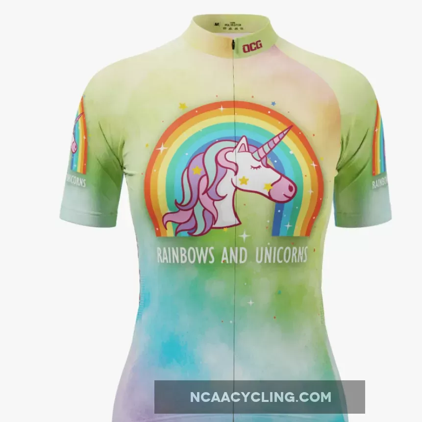 Women's Rainbows and Unicorns Short Sleeve Cycling Jersey / Womens Rainbows