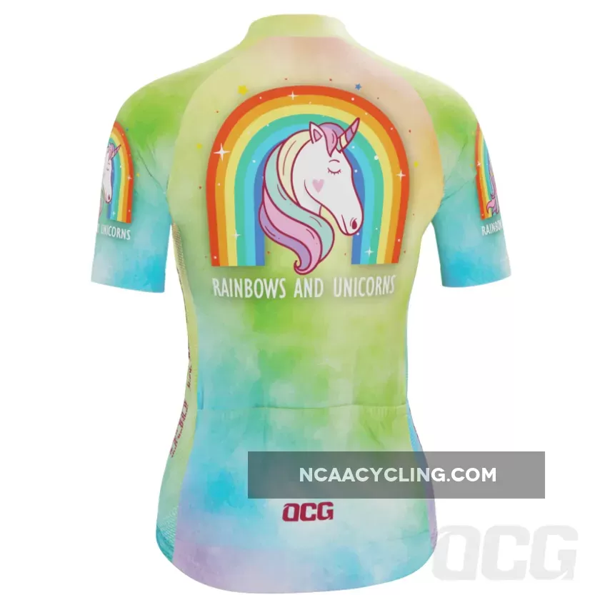 Women's Rainbows and Unicorns Short Sleeve Cycling Jersey / Womens Rainbows