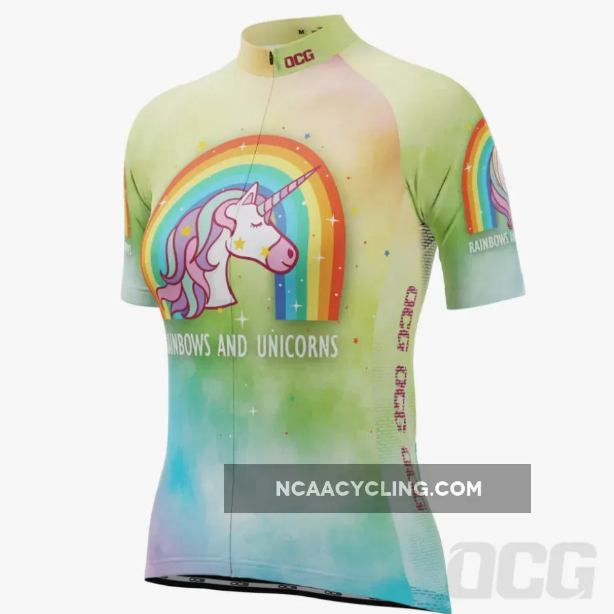 Women's Rainbows and Unicorns Short Sleeve Cycling Jersey / Womens Rainbows