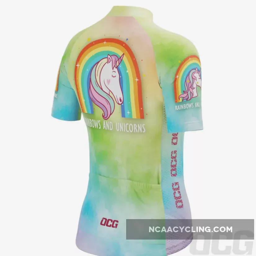 Women's Rainbows and Unicorns Short Sleeve Cycling Jersey / Womens Rainbows