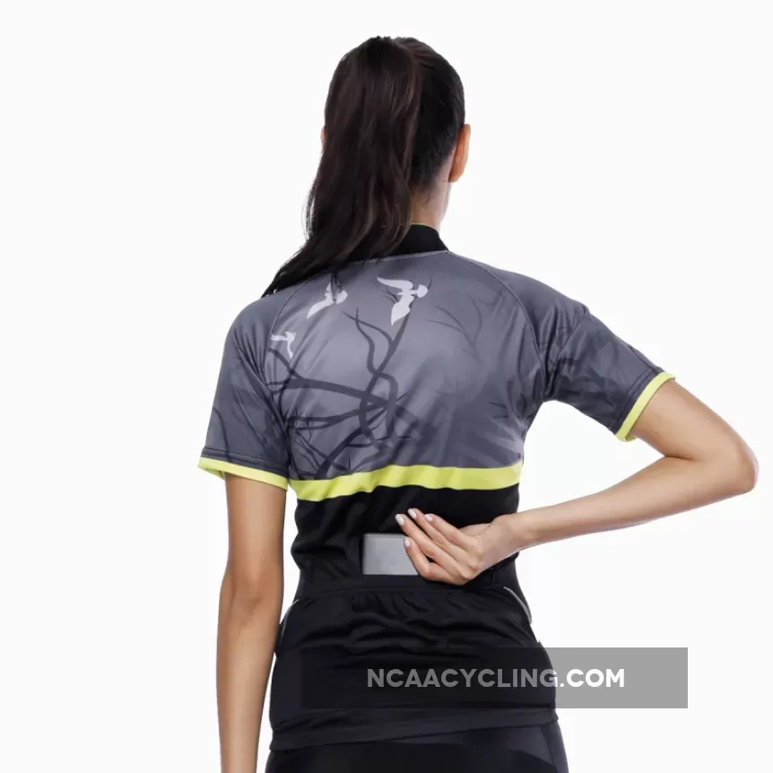 Dark Forest Yellow-strip Women's Cycling Short-sleeve Bike Jersey T-shirt Summer Spring Road Bike Wear Mountain Bike MTB Clothes Sports Apparel Top NO. 789