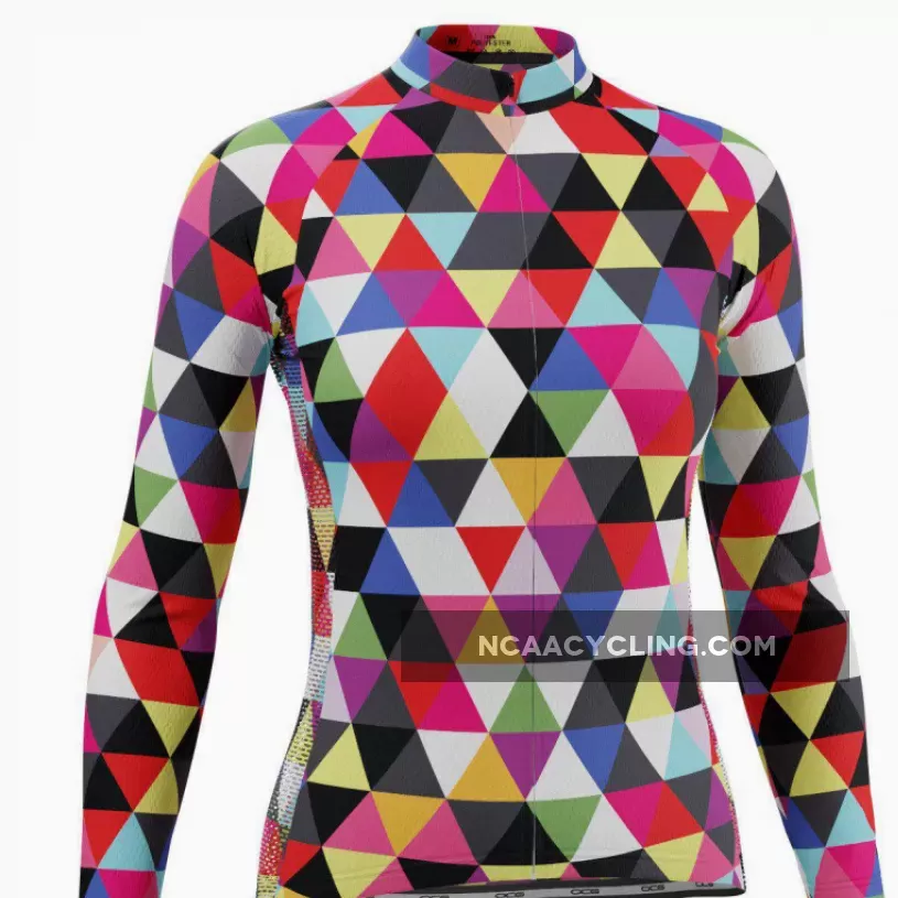 Women's High Viz Color Triangles Long Sleeve Cycling Jersey