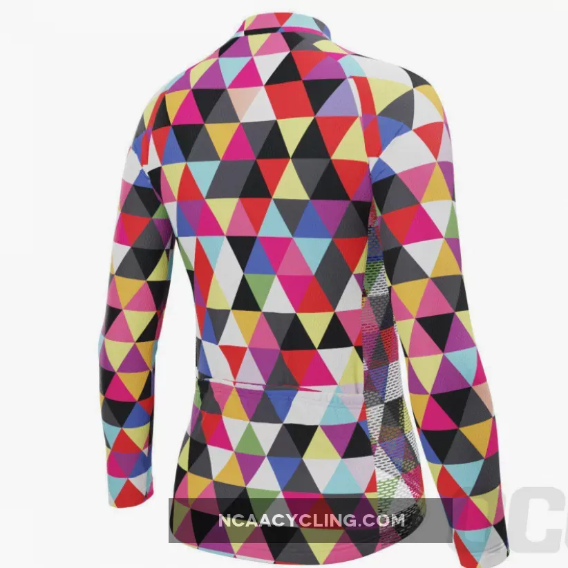 Women's High Viz Color Triangles Long Sleeve Cycling Jersey