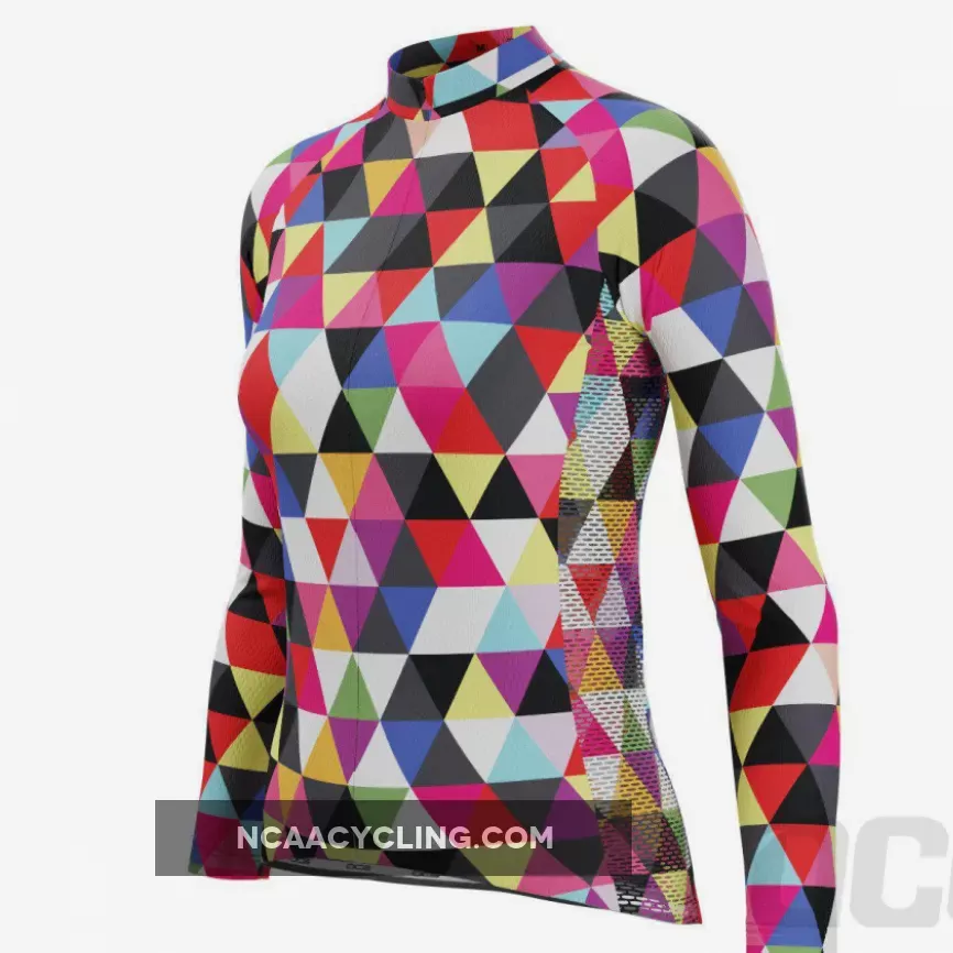 Women's High Viz Color Triangles Long Sleeve Cycling Jersey