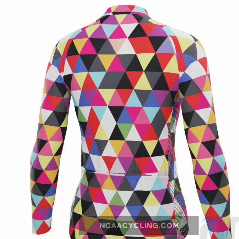 Women's High Viz Color Triangles Long Sleeve Cycling Jersey