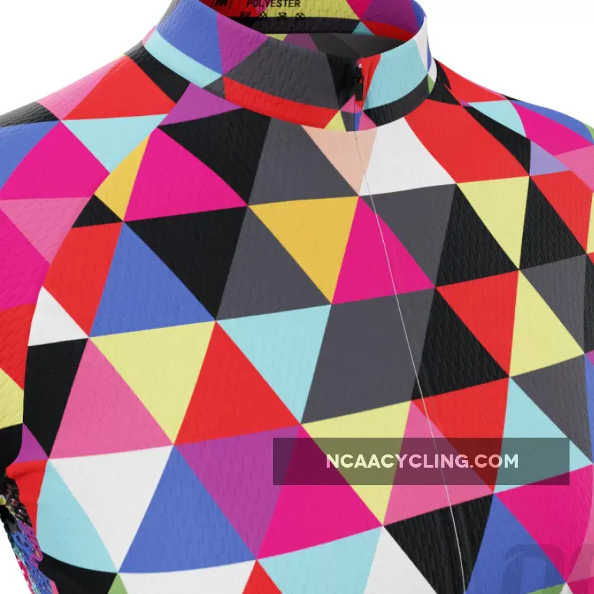 Women's High Viz Color Triangles Long Sleeve Cycling Jersey