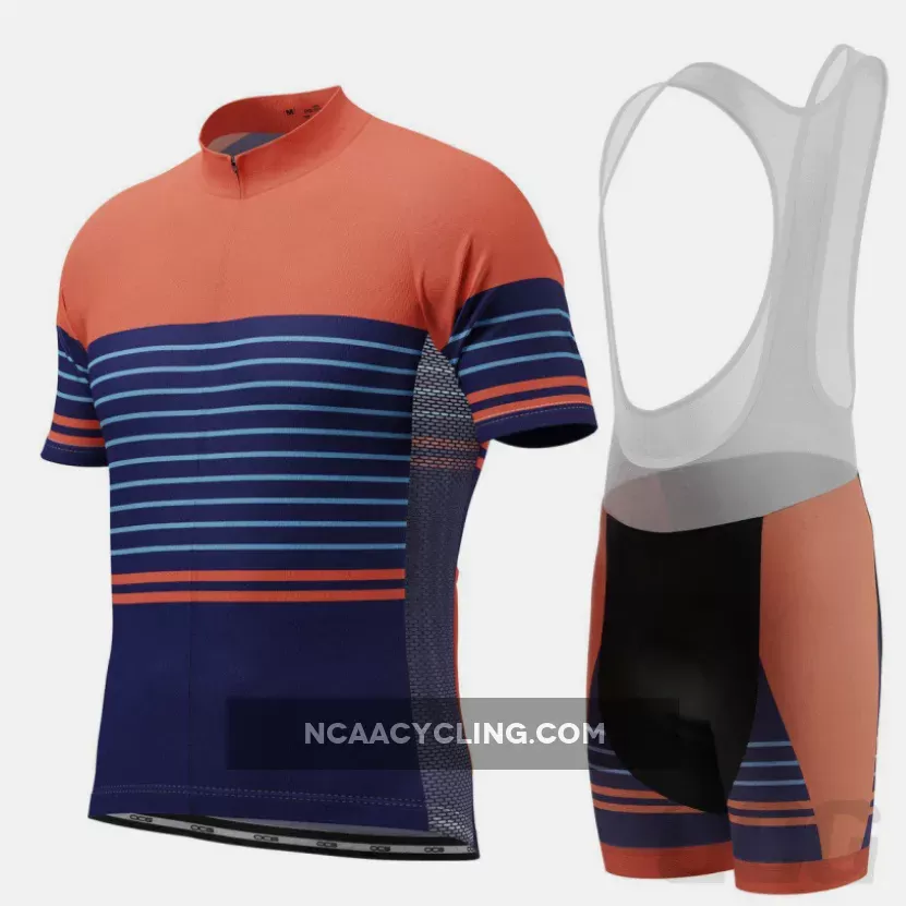 Men's Orange Blue Stripe Short Sleeve Cycling Kit