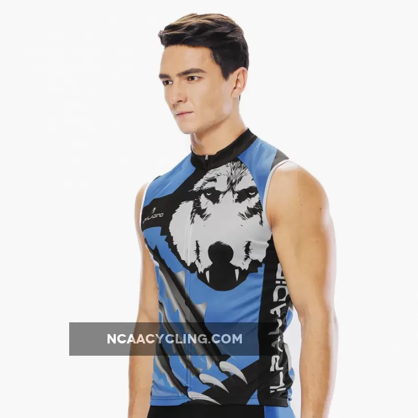 Wolverine Wolf Blue Men's Cycling Sleeveless Bike Jersey/Kit T-shirt Summer Spring Road Bike Wear Mountain Bike MTB Clothes Sports Apparel Top / Suit NO.811