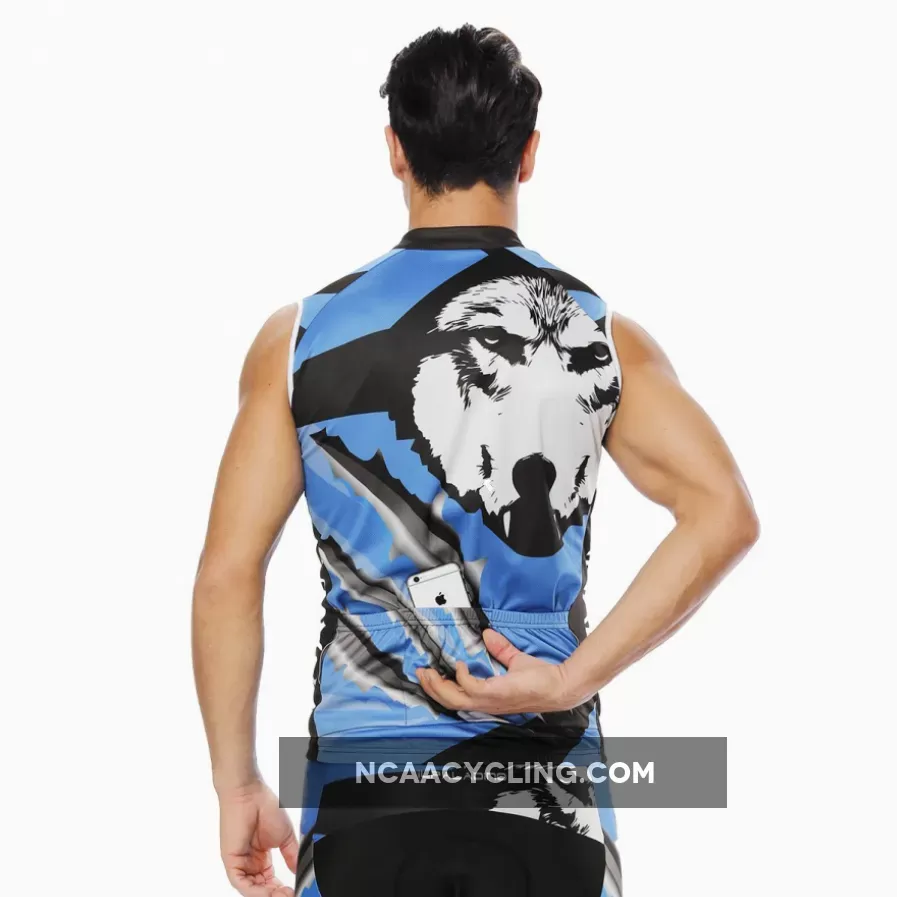 Wolverine Wolf Blue Men's Cycling Sleeveless Bike Jersey/Kit T-shirt Summer Spring Road Bike Wear Mountain Bike MTB Clothes Sports Apparel Top / Suit NO.811