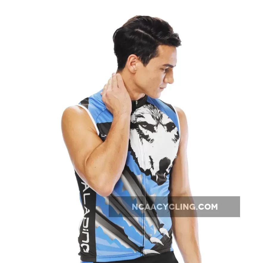 Wolverine Wolf Blue Men's Cycling Sleeveless Bike Jersey/Kit T-shirt Summer Spring Road Bike Wear Mountain Bike MTB Clothes Sports Apparel Top / Suit NO.811