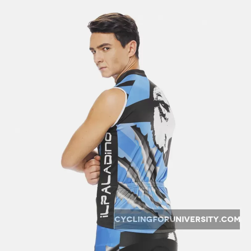 Wolverine Wolf Blue Men's Cycling Sleeveless Bike Jersey/Kit T-shirt Summer Spring Road Bike Wear Mountain Bike MTB Clothes Sports Apparel Top / Suit NO.811