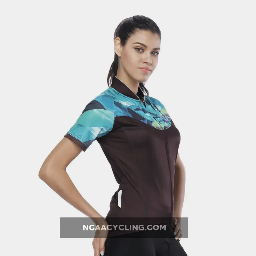 Green Blue Diamond Women's Cycling Short-sleeve Bike Jersey T-shirt Summer Spring Road Bike Wear Mountain Bike MTB Clothes Sports Apparel Top NO.810