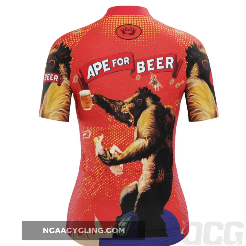 Women's King Kong Ape For Beer Short Sleeve Cycling Jersey / Womenking