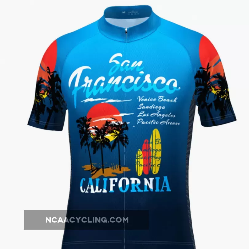 Men's San Francisco California Beach Short Sleeve Cycling Jersey #San Francisco Cycling Clothing