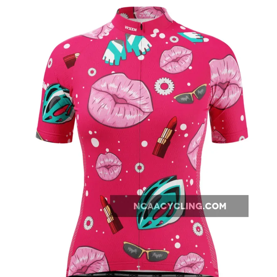 Vixen Women's Lipstick and Gears Short Sleeve Cycling Jersey / Vixen Lipstick