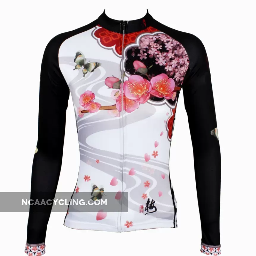 Butterfly Cycling Jerseys Peach Blossom Butterfly With Flying Petal Women Cycling Jerseys 542