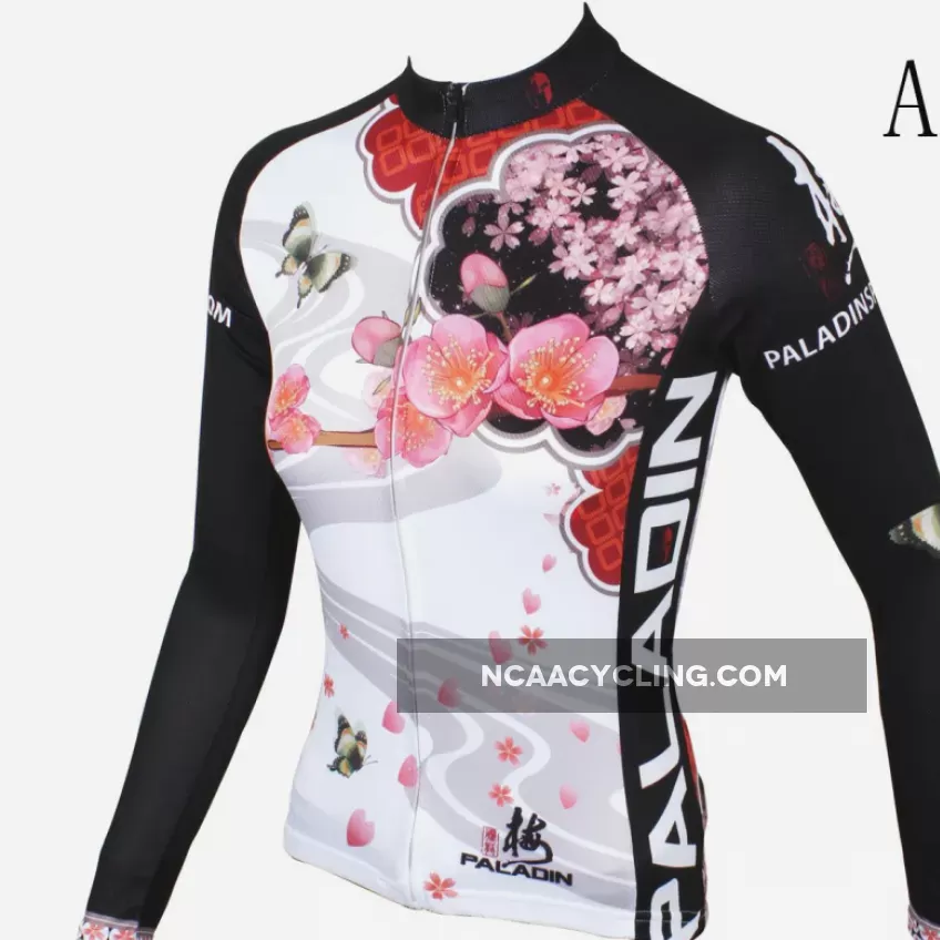 Butterfly Cycling Jerseys Peach Blossom Butterfly With Flying Petal Women Cycling Jerseys 542