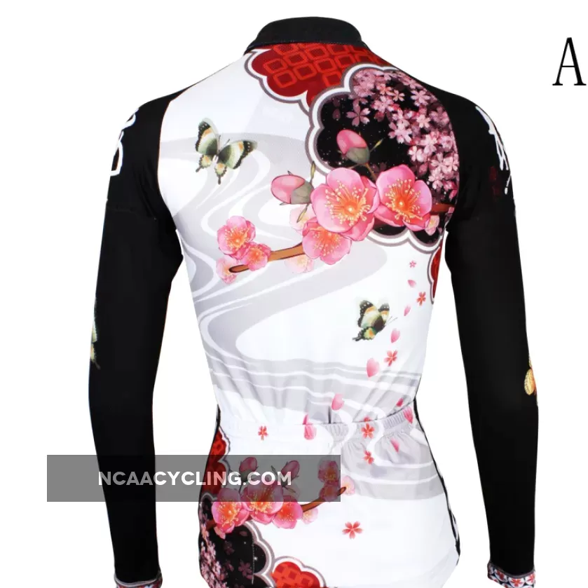 Butterfly Cycling Jerseys Peach Blossom Butterfly With Flying Petal Women Cycling Jerseys 542