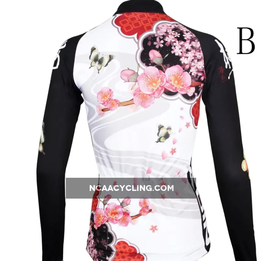 Butterfly Cycling Jerseys Peach Blossom Butterfly With Flying Petal Women Cycling Jerseys 542