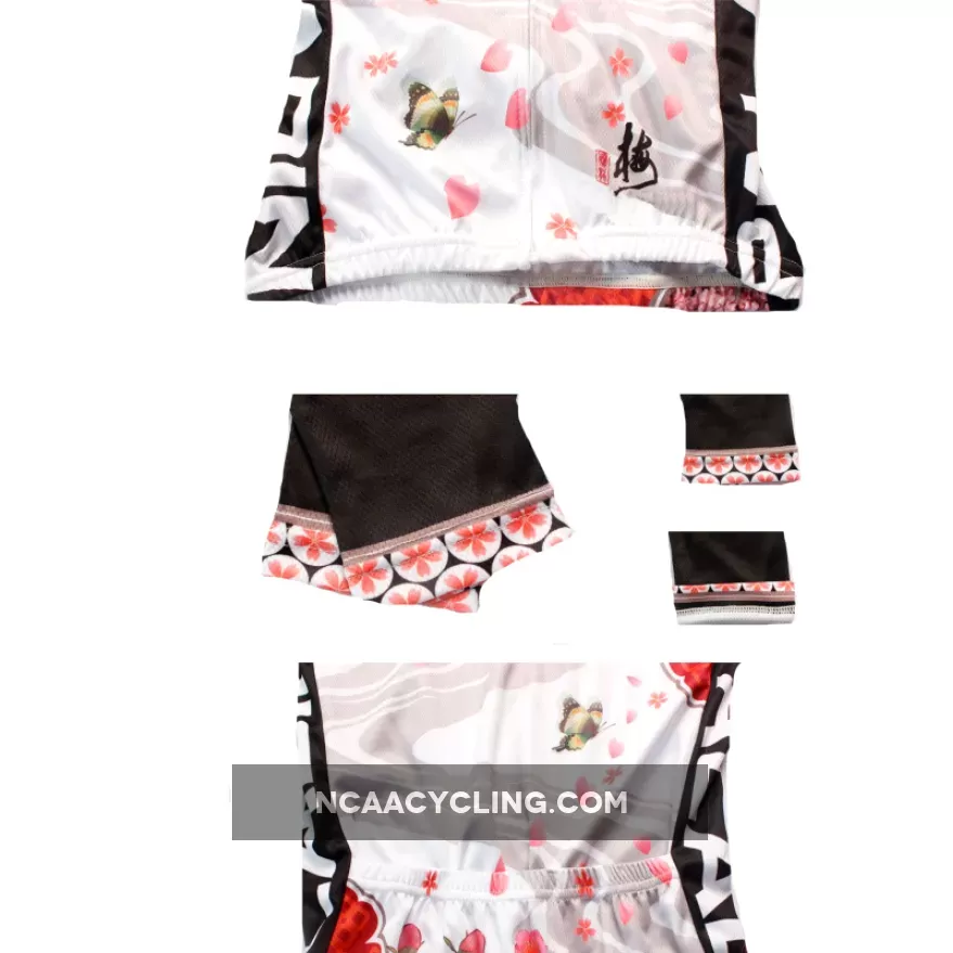 Butterfly Cycling Jerseys Peach Blossom Butterfly With Flying Petal Women Cycling Jerseys 542