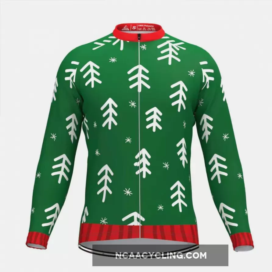 Ugly Christmas Sweater snowflake LS Cycling Jersey Green