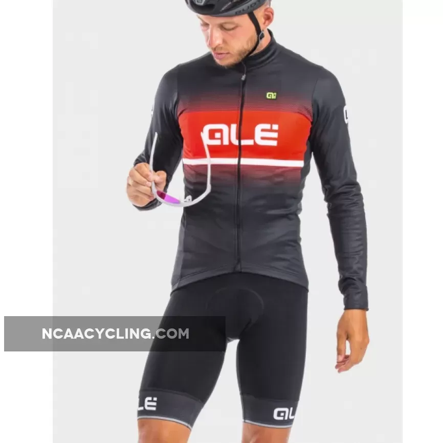 ALE' Blend Solid Winter Red Long Sleeve Jersey,