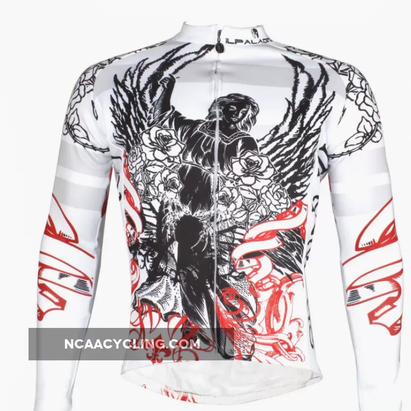 ILPALADINO Rose Angel Men's Long Sleeves Cycling Jacket Spring Autumn Exercise Bicycling Pro Cycle Clothing Racing Apparel Outdoor Sports Leisure Biking Shirts NO.721