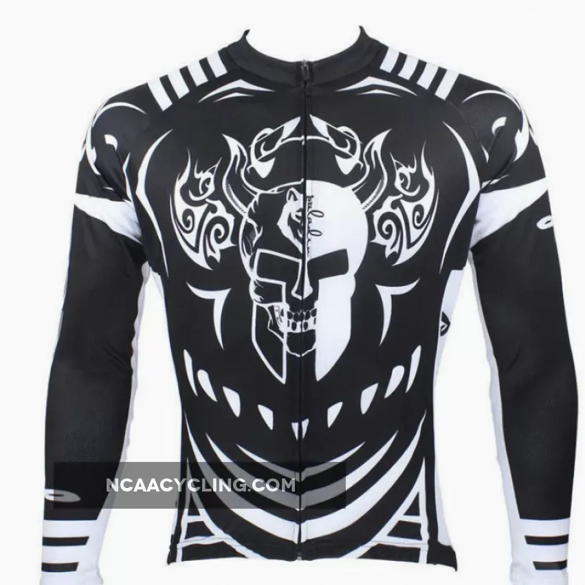 Cycling Jersey Men's Long-sleeved Jersey for Spring and Summer Black and White NO.077