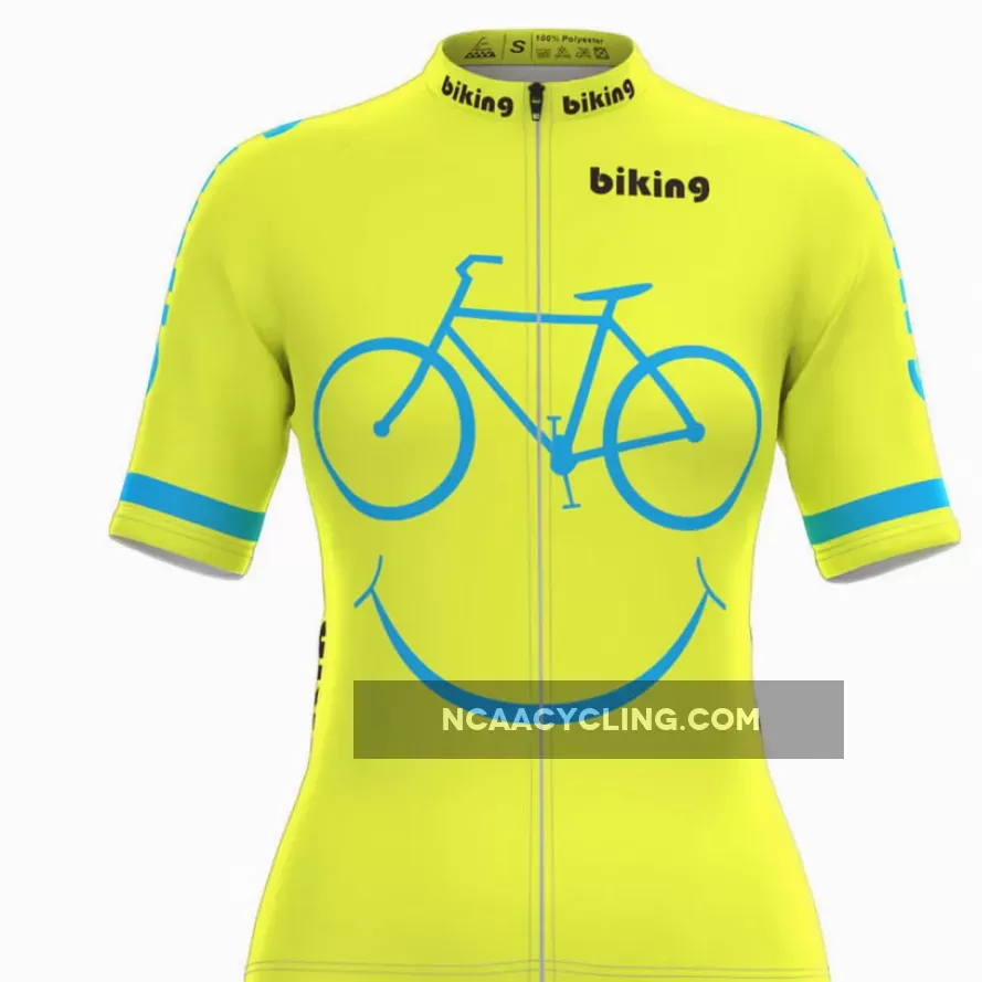 Bicycle Smile Emoji Women's Cycling Jersey Yellow To Buy