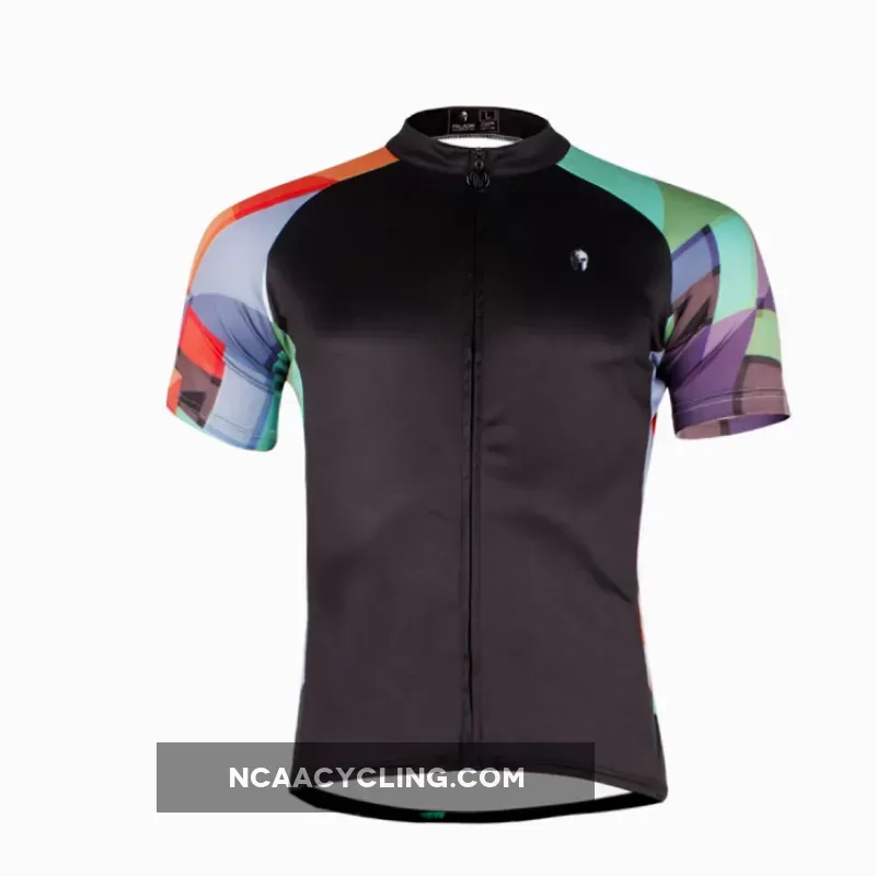 Ilpaladino Colorful Arms Breathable Black Jersey Men's Short-Sleeve Bicycling Shirts Summer Apparel Outdoor Sports Gear Quick Dry Wear NO.662