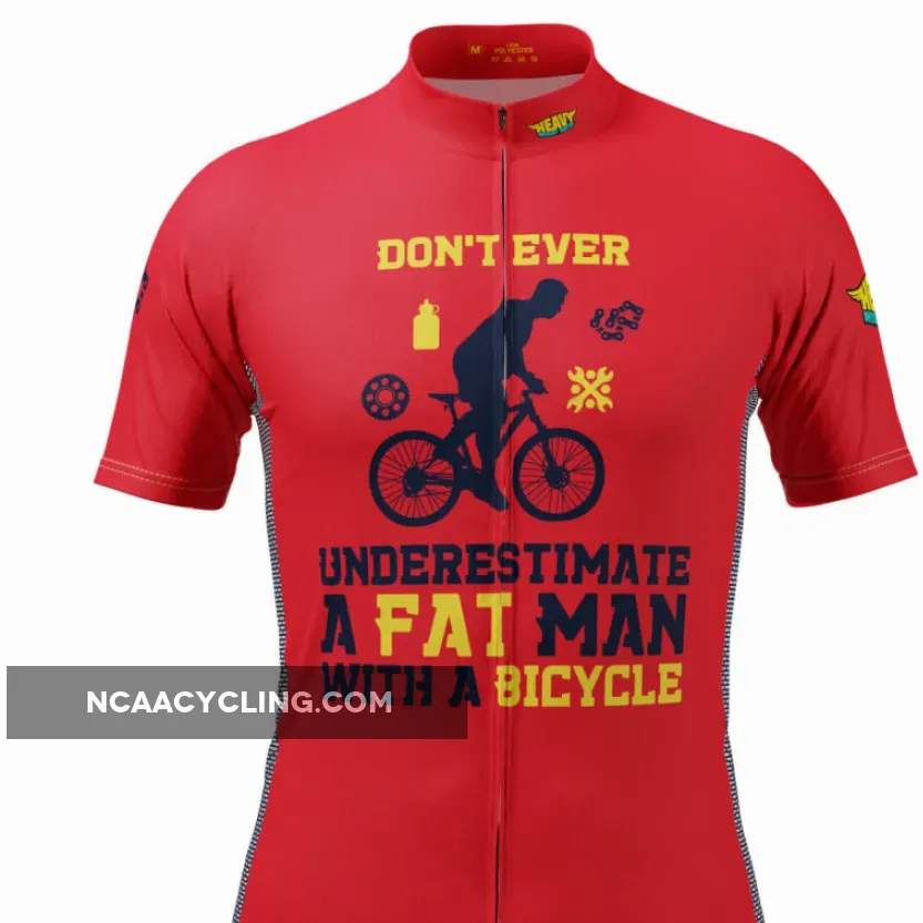 Men's Fat Man Bicycle Short Sleeve Cycling Jersey / Fat Guy On Bicycle