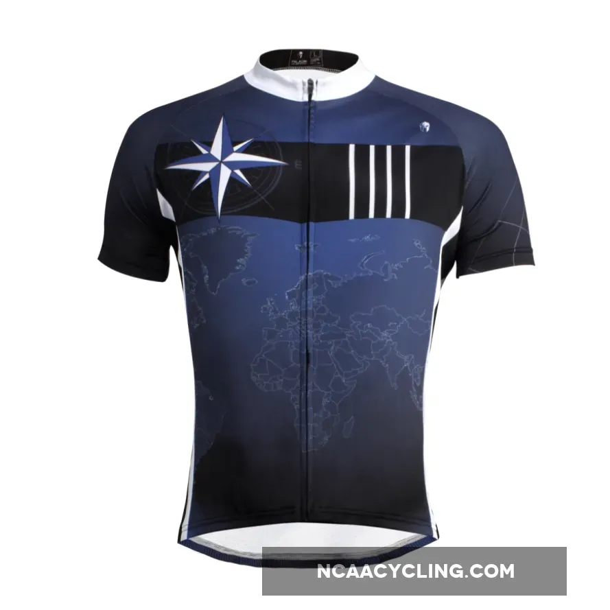 Ilpaladino Cloudy Sky Blue& Black Breathable Cycling Jersey Men's Short-Sleeve Apparel Outdoor Sports Gear Bicycling Shirts Summer Quick Dry Wear NO.637