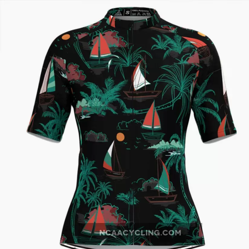 Women's Tropical & Sailboat Print Hawaiian Cycling Jersey