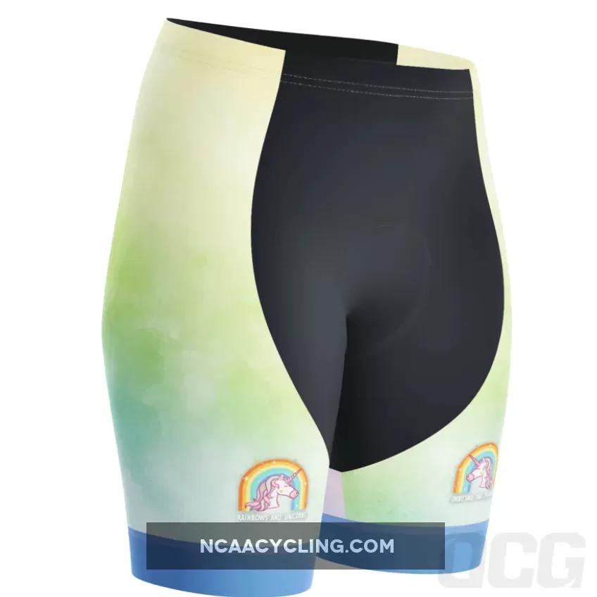 Women's Rainbows and Unicorns Gel Padded Cycling Shorts Womens Rainbows