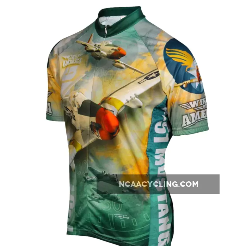 American P-51 Mustang WWII Short sleeve Half zip men's cycling jersey / P51 Bike