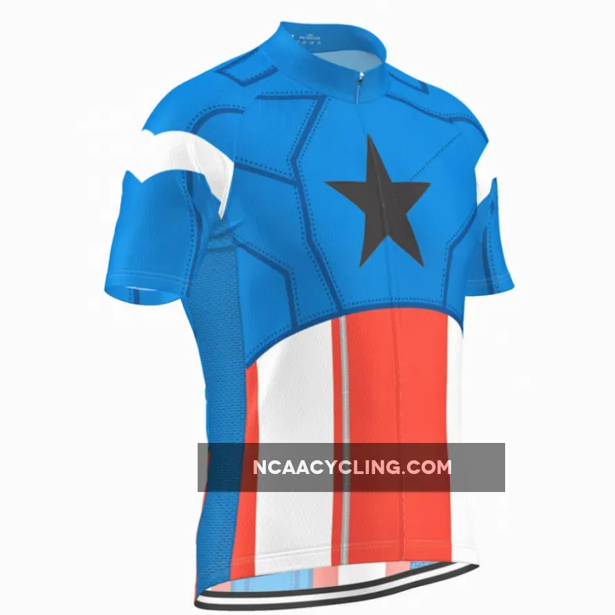 Men's The Captain USA Flag Short Sleeve Cycling Jersey #Captain America With Flag