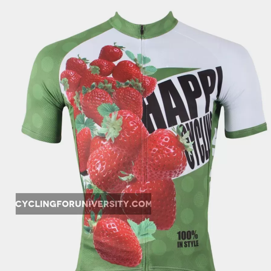 Happy Cycling Summer Fruit Strawberry Men's Short/Long-Sleeve Cycling Jersey Biking Shirts Breathable Outdoor Sports Gear Leisure Biking T-shirt Sports Clothes NO.174