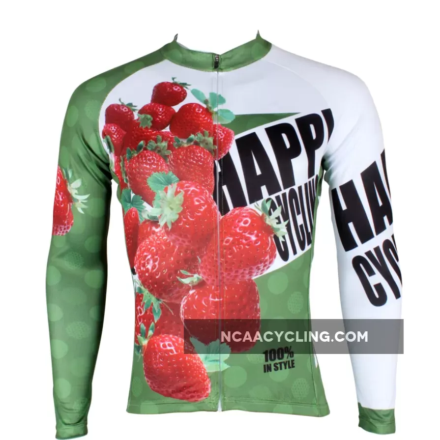 Happy Cycling Summer Fruit Strawberry Men's Short/Long-Sleeve Cycling Jersey Biking Shirts Breathable Outdoor Sports Gear Leisure Biking T-shirt Sports Clothes NO.174